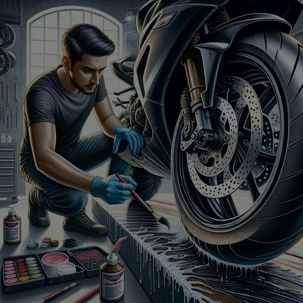 Quelles sont les étapes pour appliquer un revêtement protecteur sur les pneus d'une moto de route?